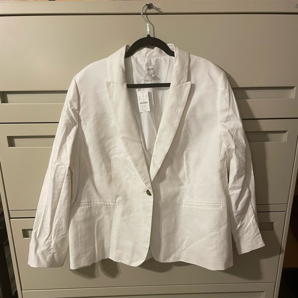 NWT J Crew White Linen Blazer Size 24W